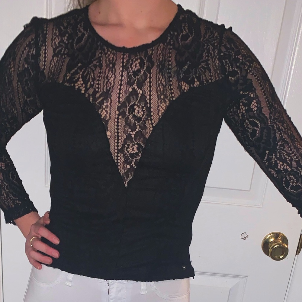 Deep v lace top